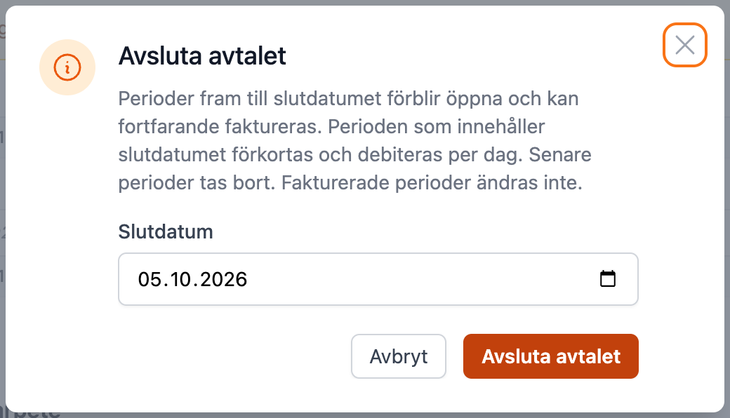 Avsluta avtalet