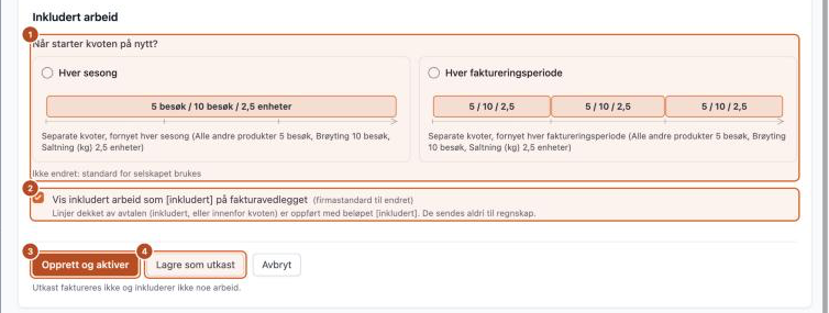 Inkludert arbeid og lagring