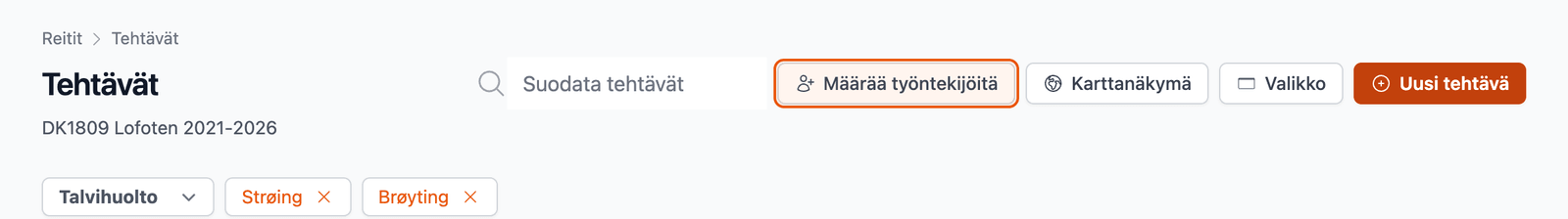 Työntekijöiden jakaminen