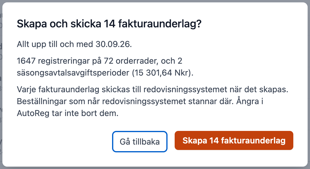 Bekräfta fakturakörningen