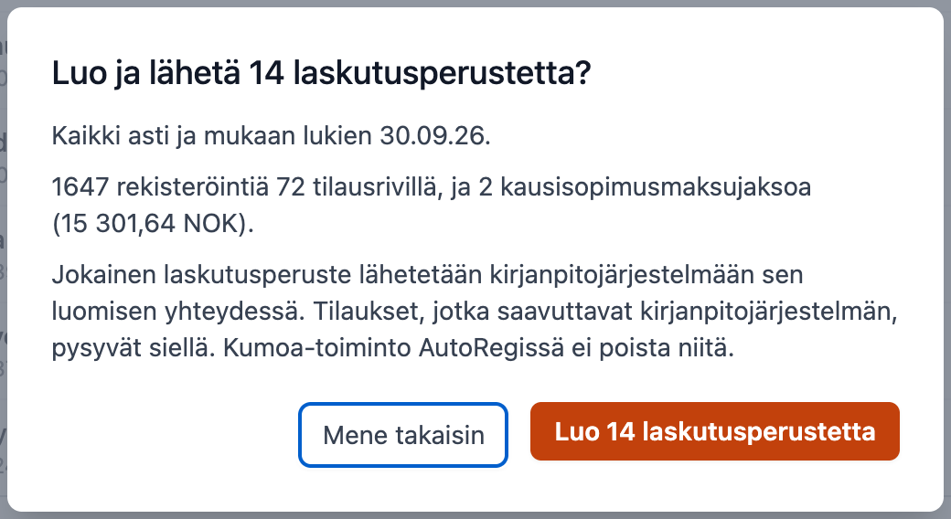 Vahvista laskutuskierros
