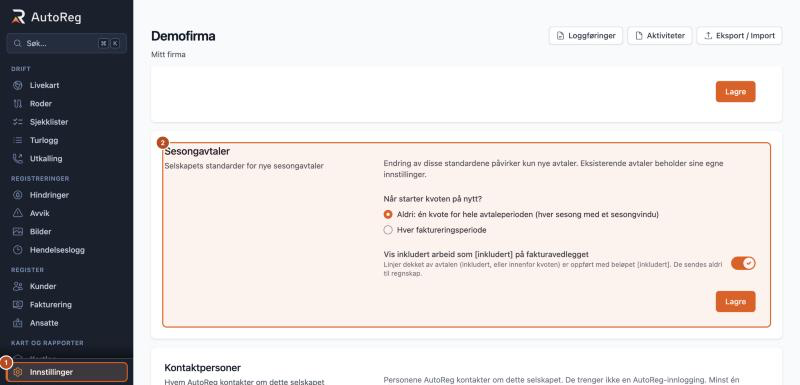 Firmastandard for sesongavtaler