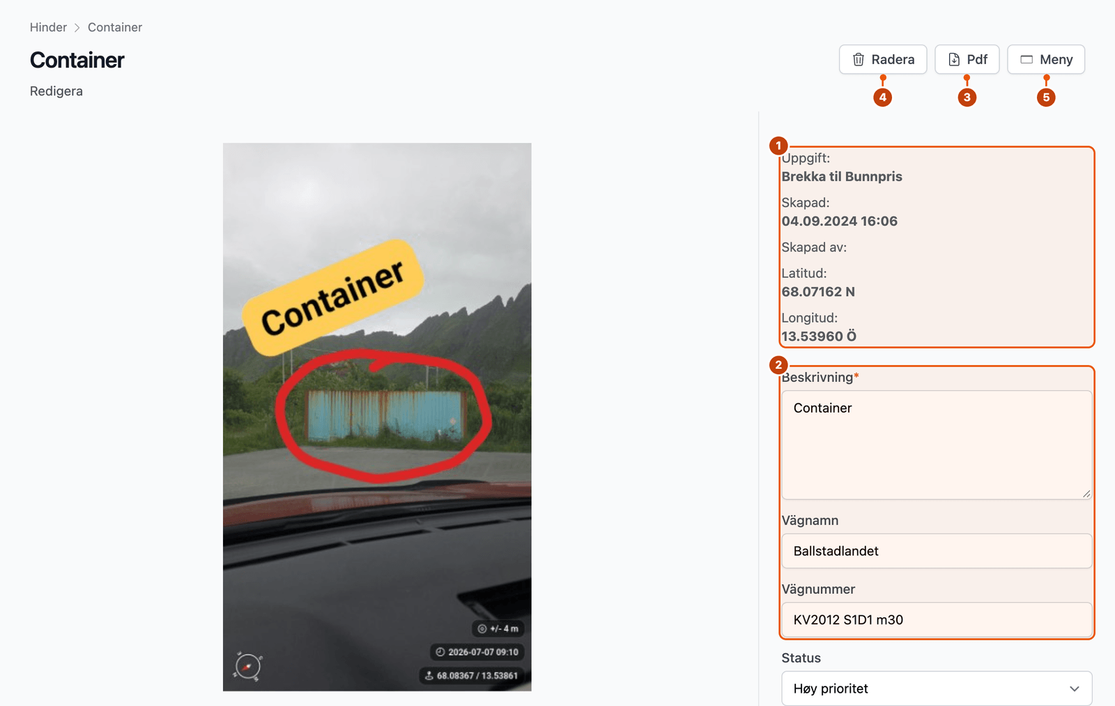 Detaljvy för ett hinder