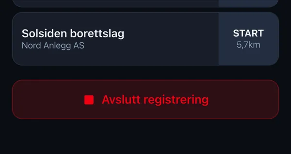 Knappen Avslutt registrering under oppgavene