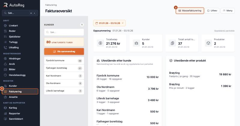 Fakturering og Massefakturering