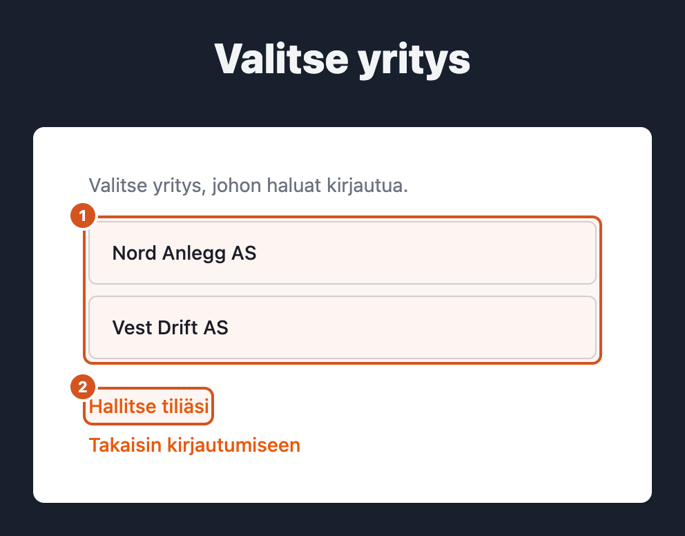 Valitse yritys