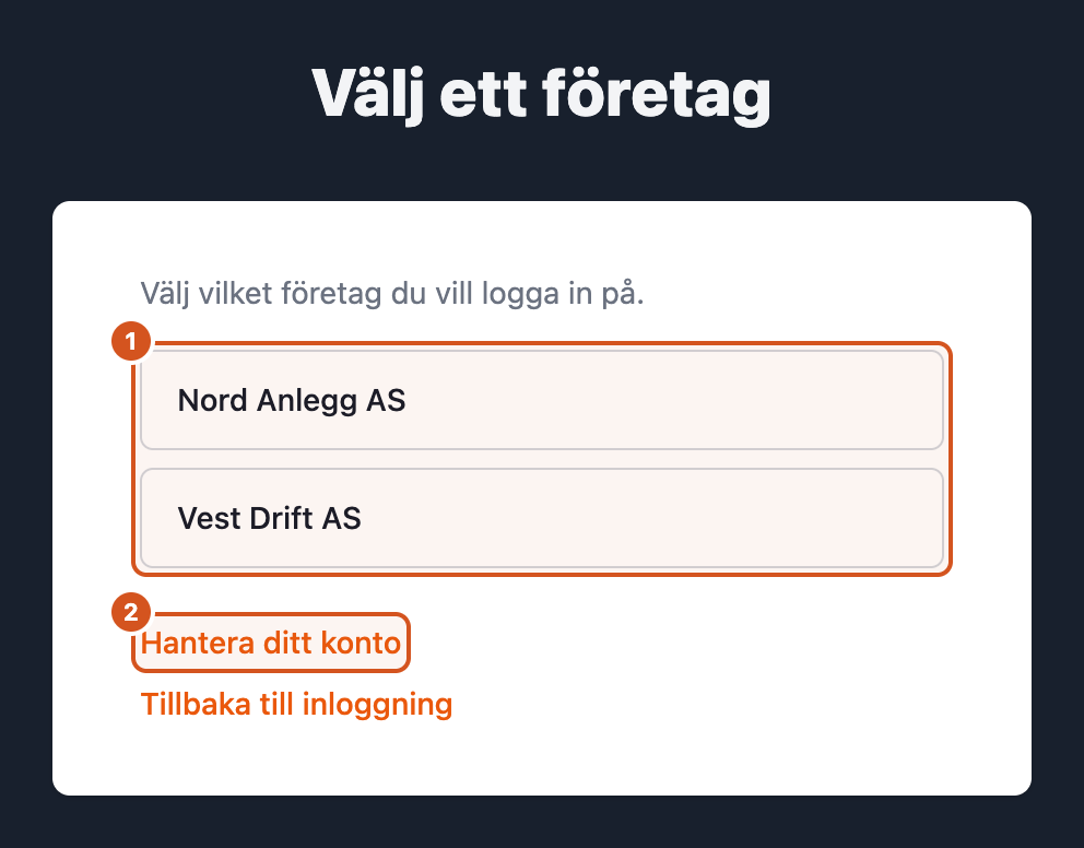 Välj ett företag