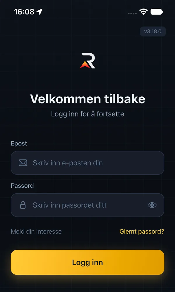 Innloggingen i AutoReg-appen