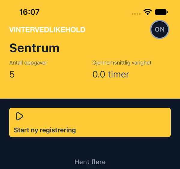 Roden med knappen Start ny registrering
