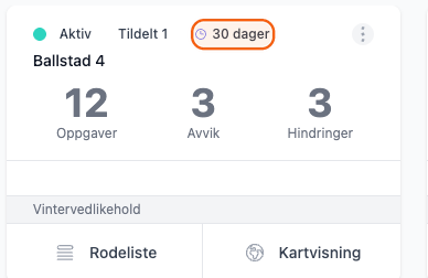 Rodeoversikt med utløpsintervall