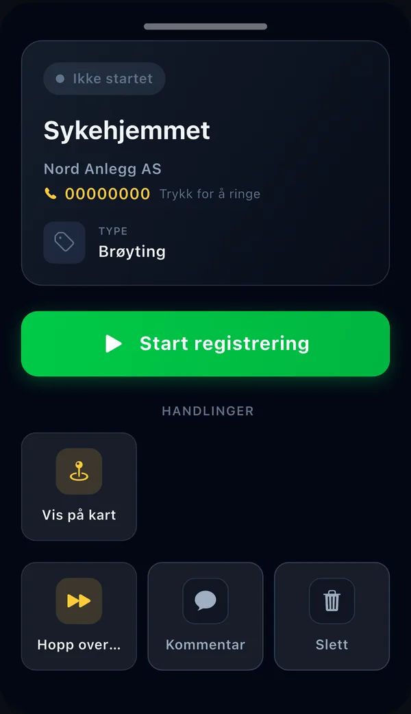 En oppgave som er åpnet