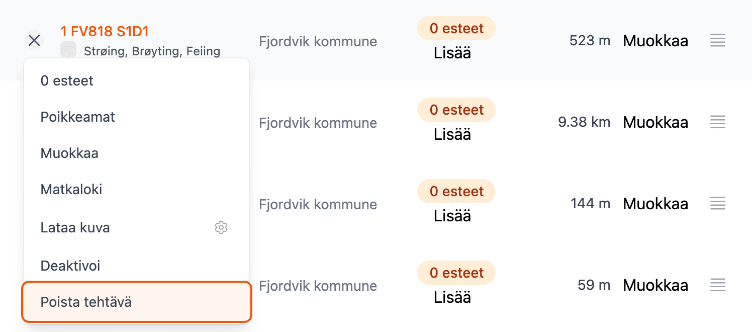 Tehtävävalikko