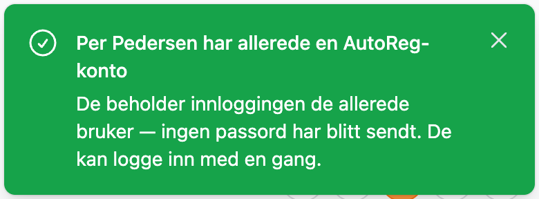 Personen har allerede AutoReg